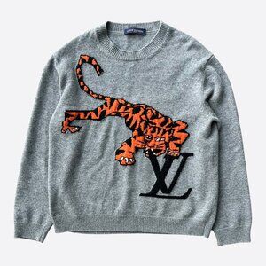 Louis Vuitton Grey Tiger Wool Knitted Sweater